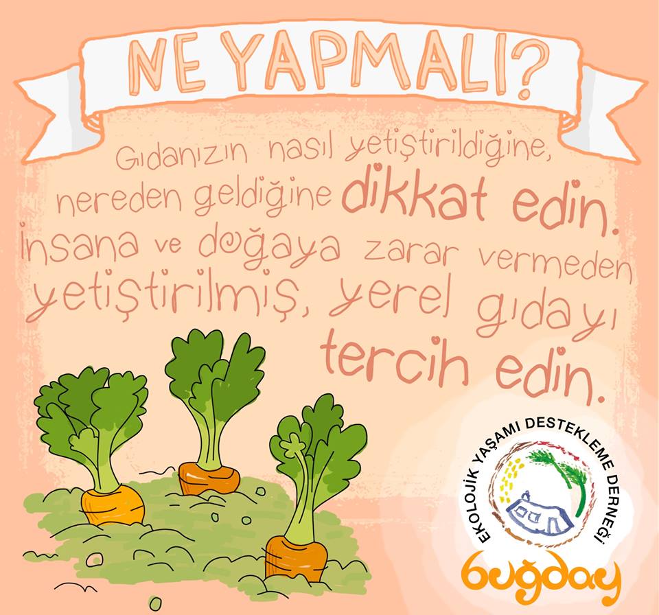 Gıdanızın nasıl yetiştirildiğine, nereden geldiğine dikkat edin. İnsana ve doğaya zarar vermeden yetiştirilmiş yerel gıdayı tercih edin.