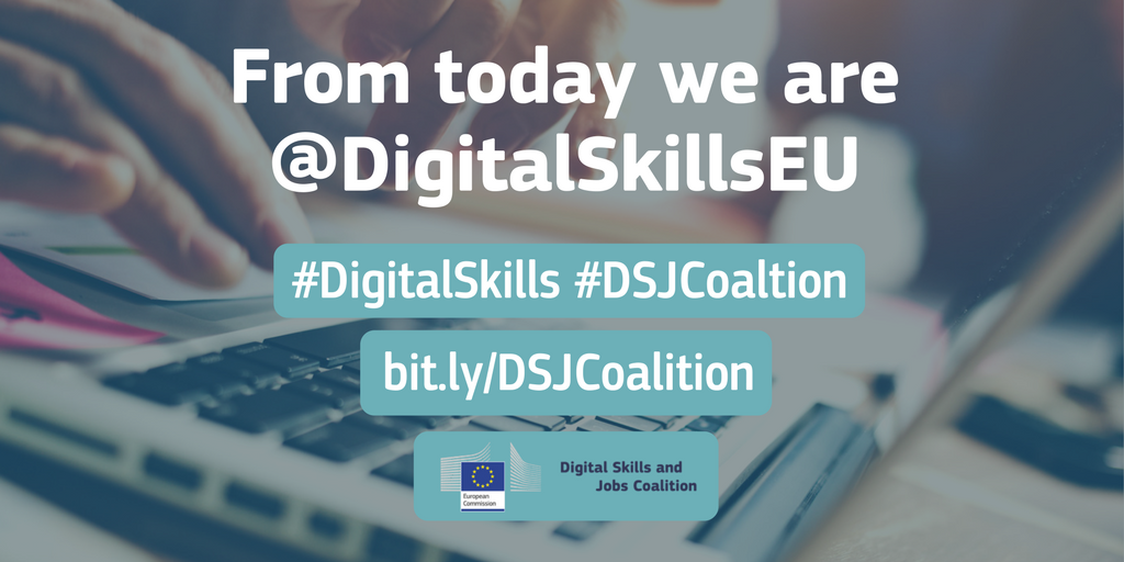 DigitalSkillsEU's tweet photo. New year, new name, better focus. Stay in touch for more news &amp; info about #DigitalSkills in Europe https://t.co/QUmzBBMkLu #DSJCoalition https://t.co/IJhVy5dvYv