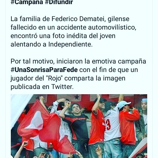 Ayudemos a cumplir el sueño de la familia para que #unasonrisaparafede <a href="/Independiente/">C. A. Independiente</a>