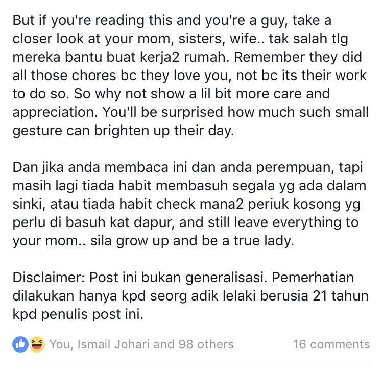 anwarahmat's tweet photo. Nah lelaki, baca ni. Yang perempuan, grow up and be a true lady https://t.co/FeaYQArDVN