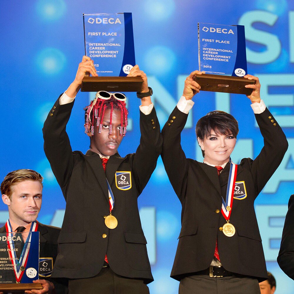 DECAFAME's tweet image. Lil Yachty, Kris Jenner, First Place Champions (Nationals 2009)