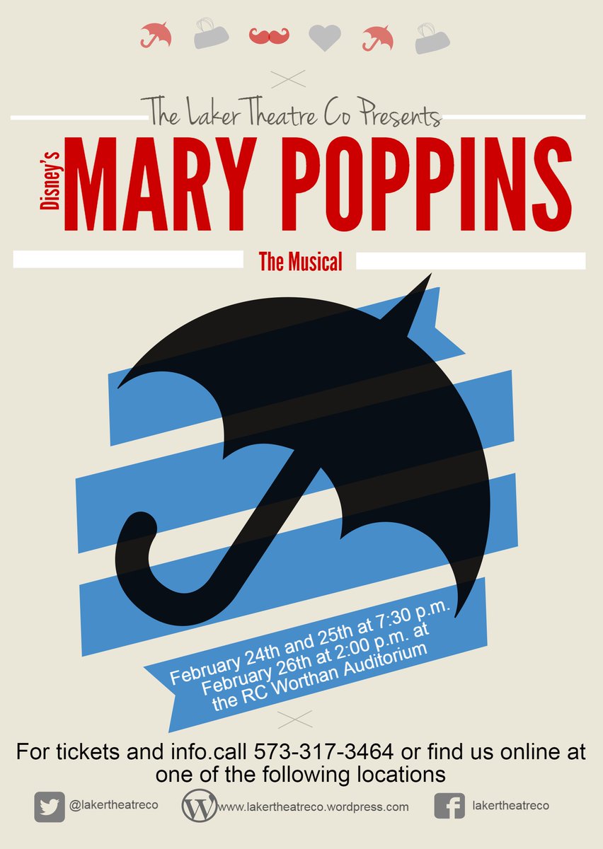 LakerTheatreCo's tweet photo. Over 400 people have purchased tickets to the Laker Theatre Co. production of Mary Poppins - don't get stuck with bad seats #reservenow https://t.co/cPhsKo7vdd