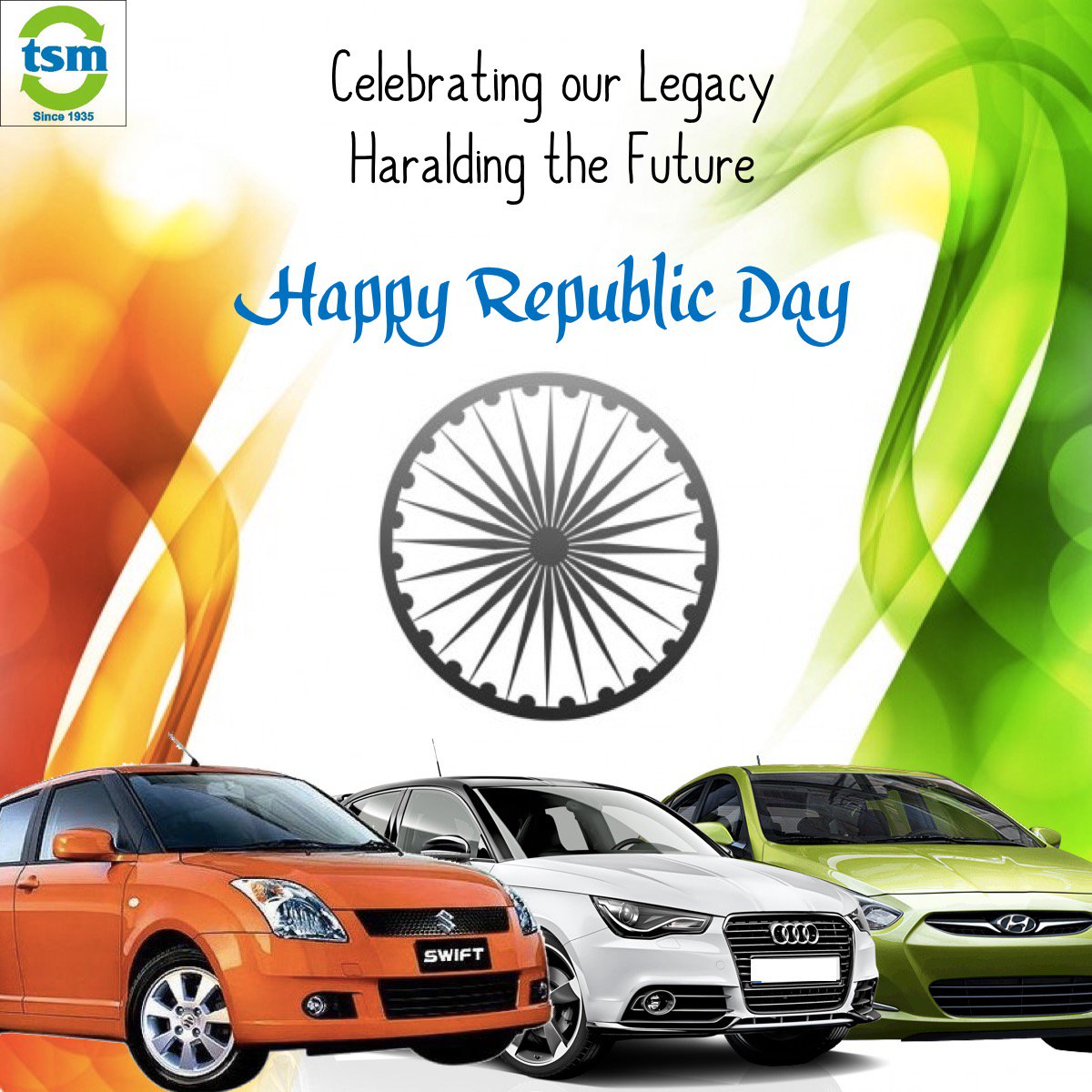 tsmcars's tweet photo. Happy Republic Day!! Let us solemnly swear on this day to respect Traffic rules #rulesareforsafety https://t.co/VMM5ycYq5t