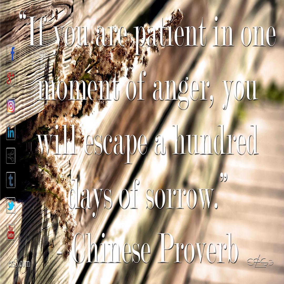 ers3inc's tweet photo. “If you are patient in one moment of anger, you will escape a hundred days of sorrow.” - Chinese Proverb #ers3 #truth #life #love #me #times https://t.co/VMVFJyCZVv