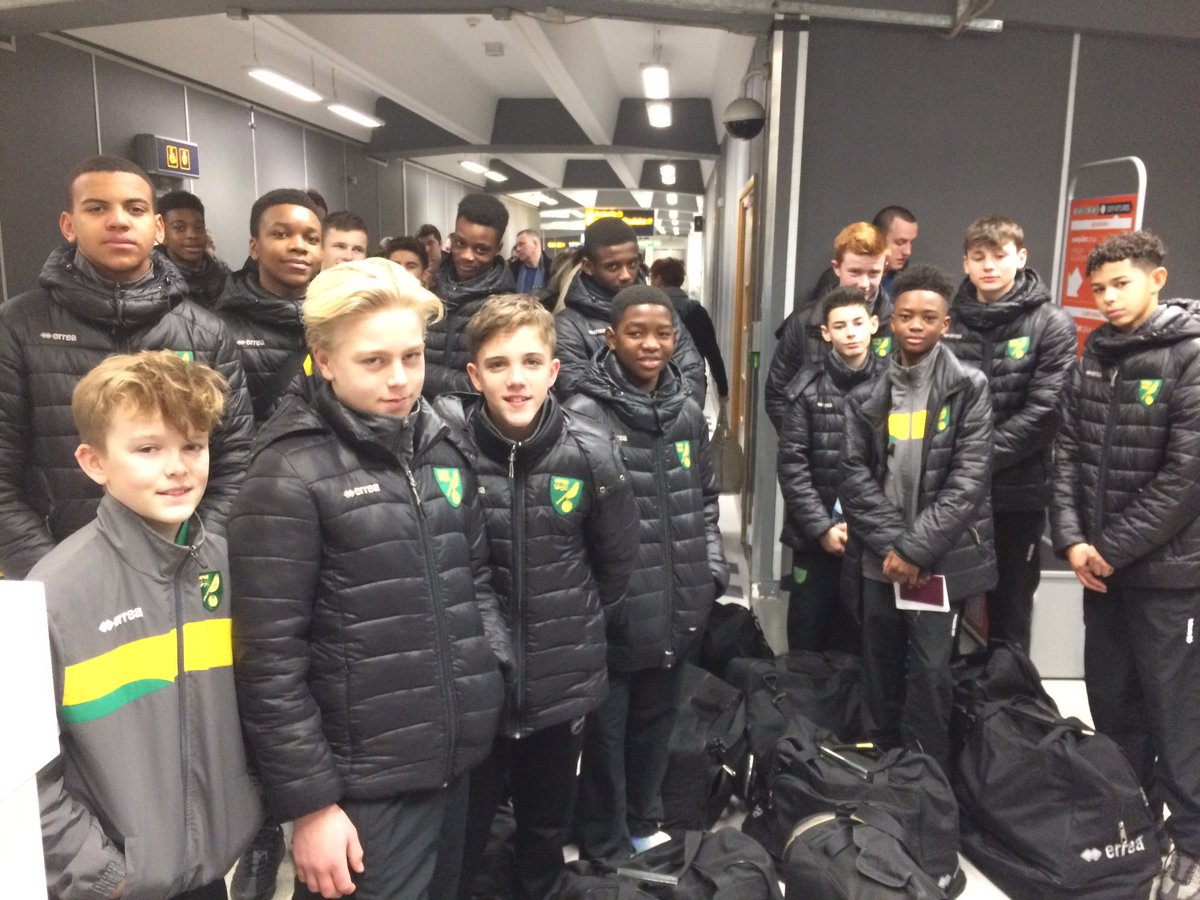 NorwichCityAcad's tweet photo. Early start for these Academy players off to Latvia for 4 Days  #Rigacup 🛫⚽️🏆 https://t.co/EMoufsn61b