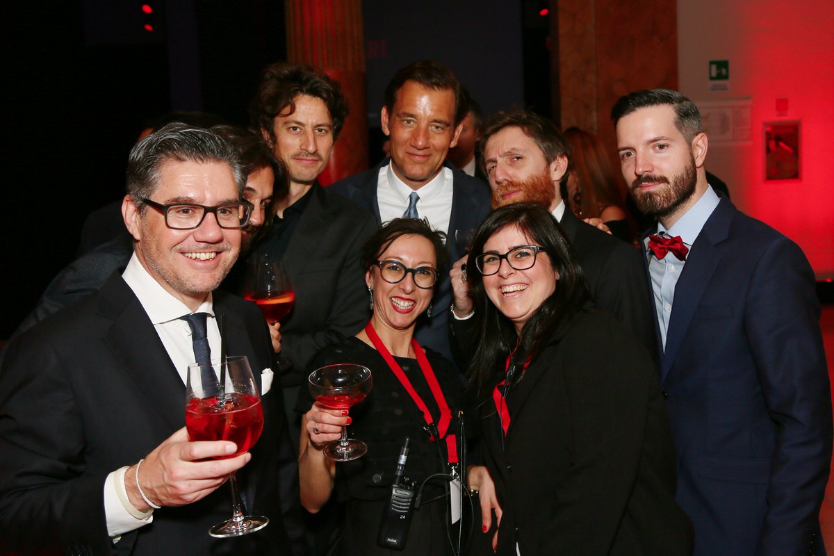Clive Owen with Campari Group CEO Bob Kunze Concewitz and the great Filmmaster Events team behind the amazing Campari "Red Diaries" event