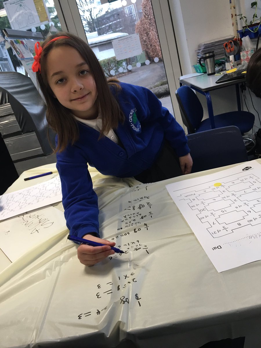 groveparksch's tweet photo. #Year3 are finding fractions of amounts by working out the maze and drawing on table cloths! #maths #fractions #welearntfromlasttime https://t.co/8kB29wfoEB