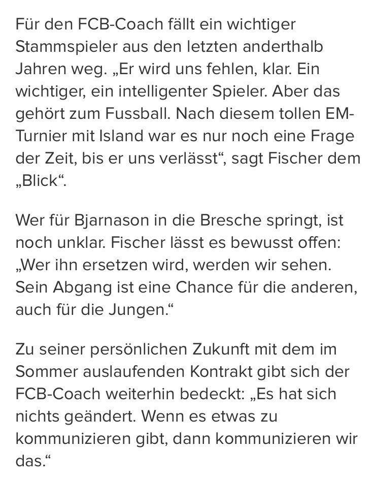 Fc_Basel1's tweet photo. #FCBaselTransfer 
"Fischer bedauert Bjarnason-Abgang"

#rotblaulive #FCBasel 🔴🔵 https://t.co/hCDBkWZ3ad