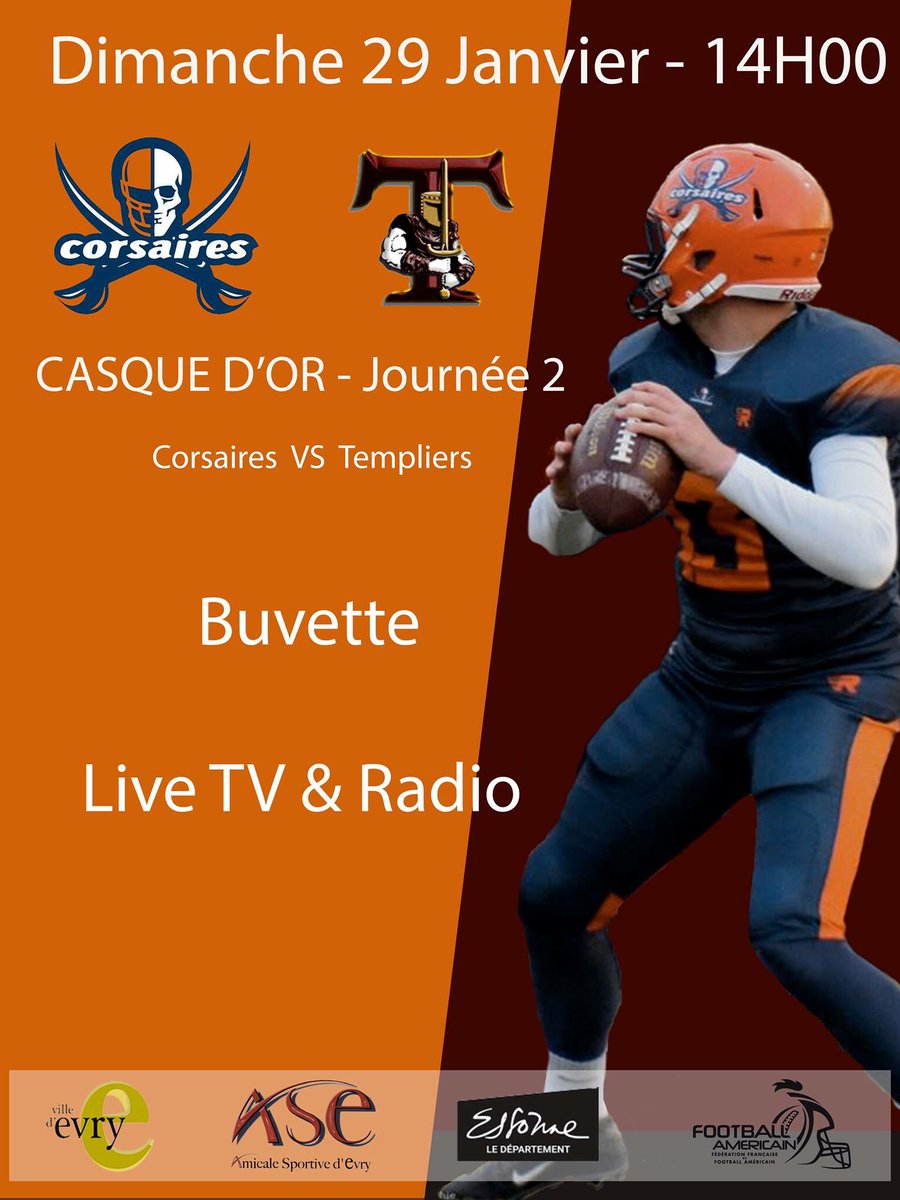 [MATCH D2] Corsaires VS Templiers.
<a href="/AFCTEMPLIERS/">TEMPLIERS D'ELANCOURT</a> 

Venez nombreux 😁😉