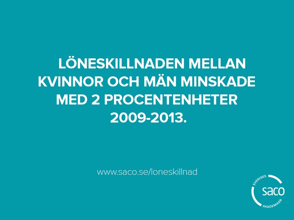 Löneskillnaderna minskar bland högskoleutbildade, men män har fortfarande 20 procent högre lön än kvinnor. saco.se/loneskillnad
