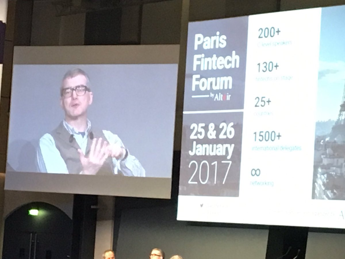 BGCambier's tweet photo. #PFF17 Q&amp;A Mark Mullen (Atom bank) and Frederic Oudéa (SG): #PFM will desaggregate universal banks and force banks to be more efficient. https://t.co/g14FdFKeKX