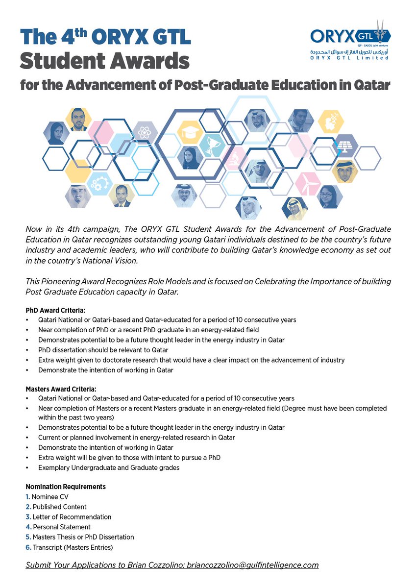 gulf_intel's tweet photo. .@oryxgtl #StudentAwards! Learn how the process works &amp; nominate someone today! @SPE_TAMUQ @Qustudents @QF  @ccq_students @SBGTAMUQ #giforum https://t.co/3Fo8dzIxIK