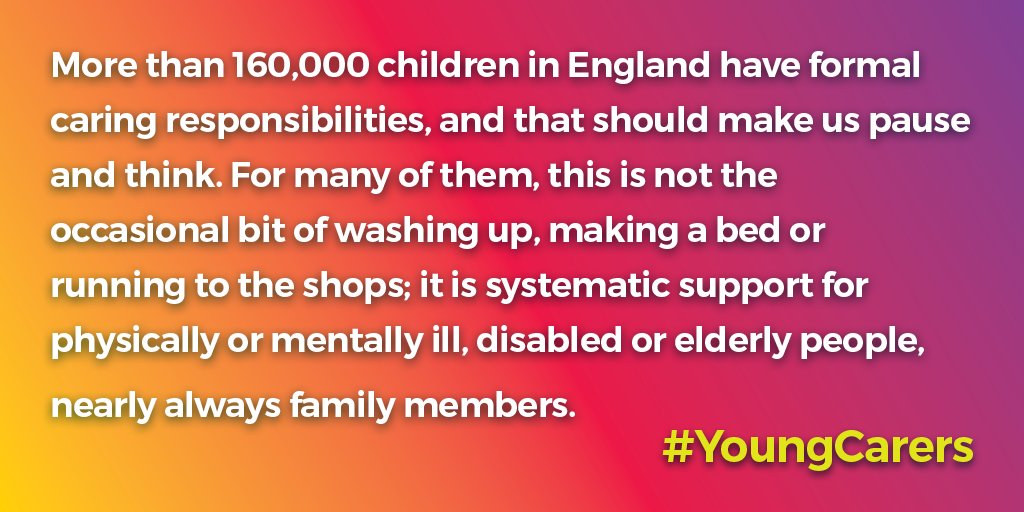 Young carers make a phenomenal contribution to others daily without complaint. They deserve our attention &amp; help #YoungCarersAwarenessDay