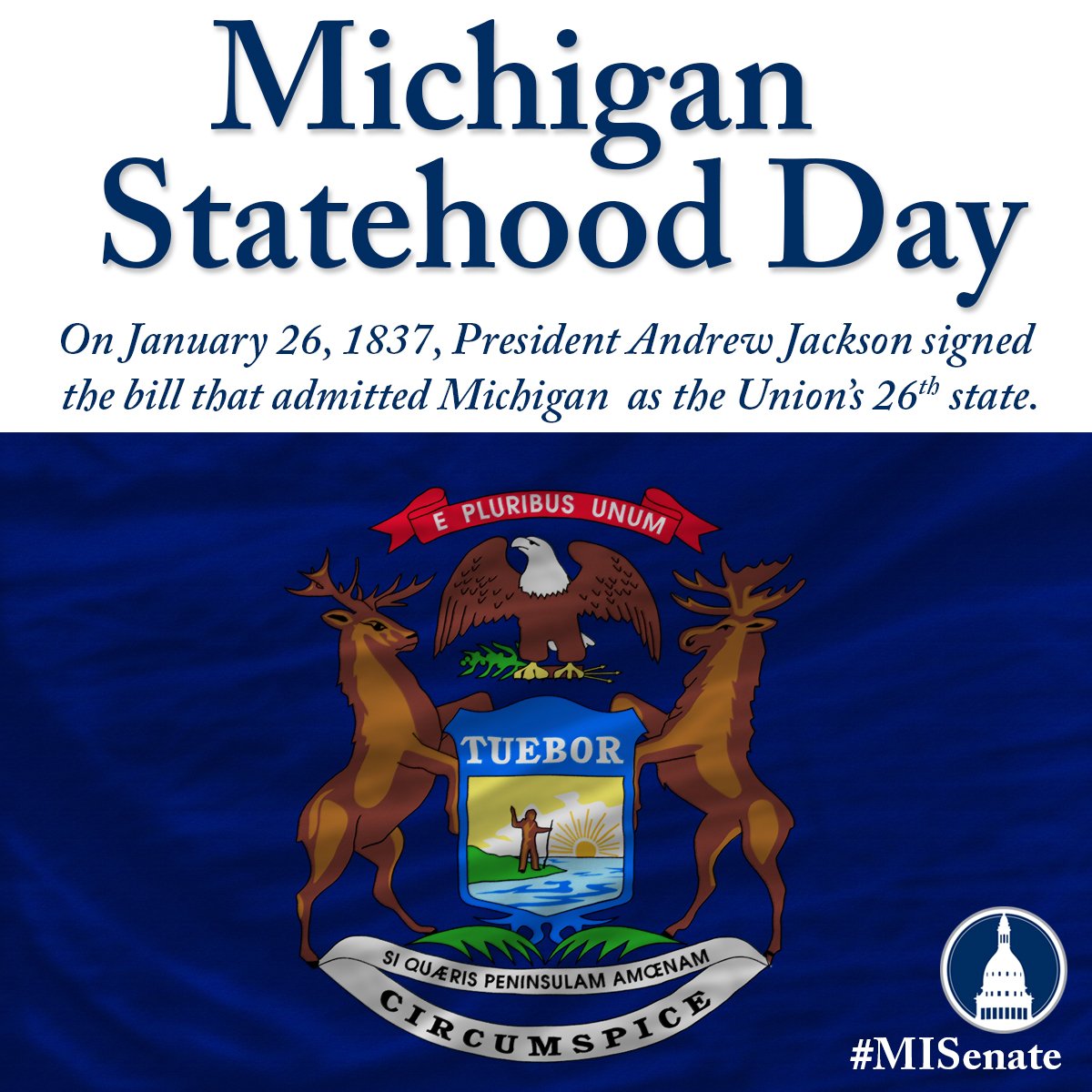 MISenate's tweet photo. Happy 180th Birthday to the State of Michigan! https://t.co/vSj0AUeN2a