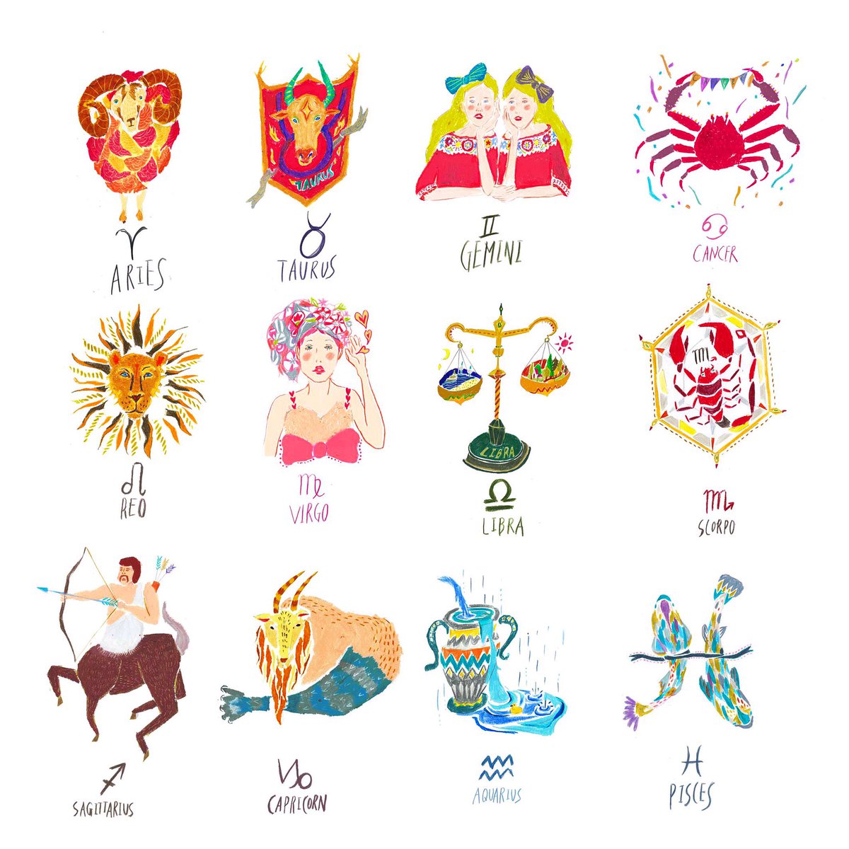 タムロアヤノ イラストレーター 何かの雑誌の最終ページに載ることを星に願いつつ遂に12星座フルコンプリート 小さい中にもモチーフや色の組み合わせなど色々考えてながら作ったのでそれぞれに愛着が沸いちゃってます 神話までちょこっと知れて勉強になり