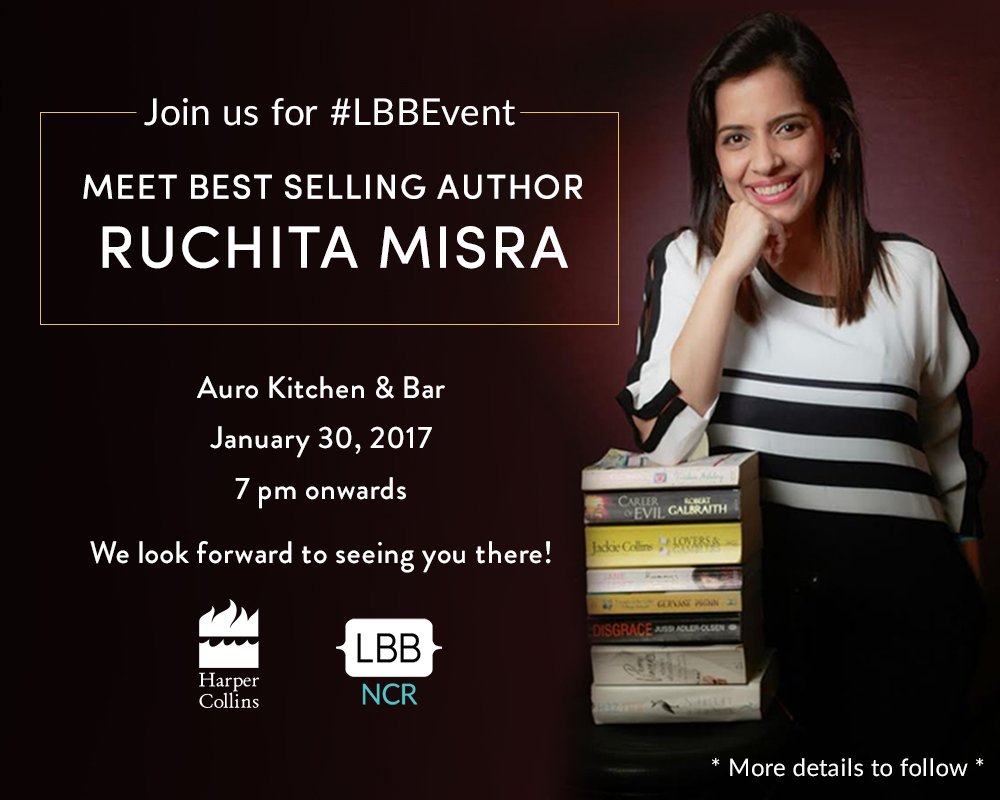 HarperCollinsIN's tweet photo. #Delhi Here's your chance to meet HCI bestselling author @Ruchita_Misra! Sign up now: https://t.co/5JKDcoddfq #LBBEvent #SomeoneToLove https://t.co/Rc70UkN5T3