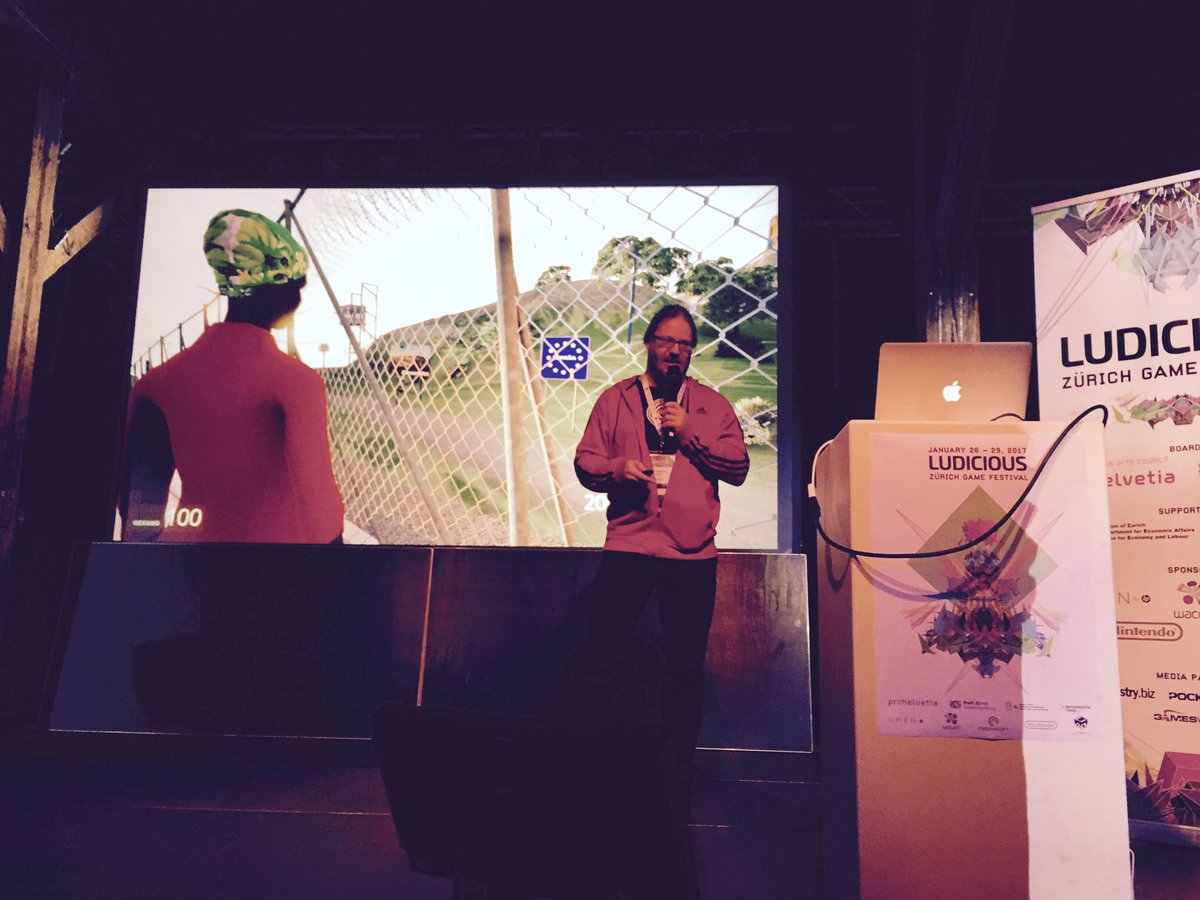 gamedesign_zhdk's tweet photo. Charlie #goldextra talks about narrative approaches in documentary games. #zhdk @LudiciousFest #swissgames Happy to have you here Charlie! https://t.co/HTlYoJkB5P