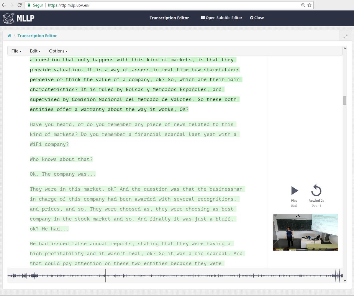The MLLP’s new Transcription Editor is released with TLP: The transLectures-UPV Platform, version 3.4: mllp.upv.es/the-mllps-new-…