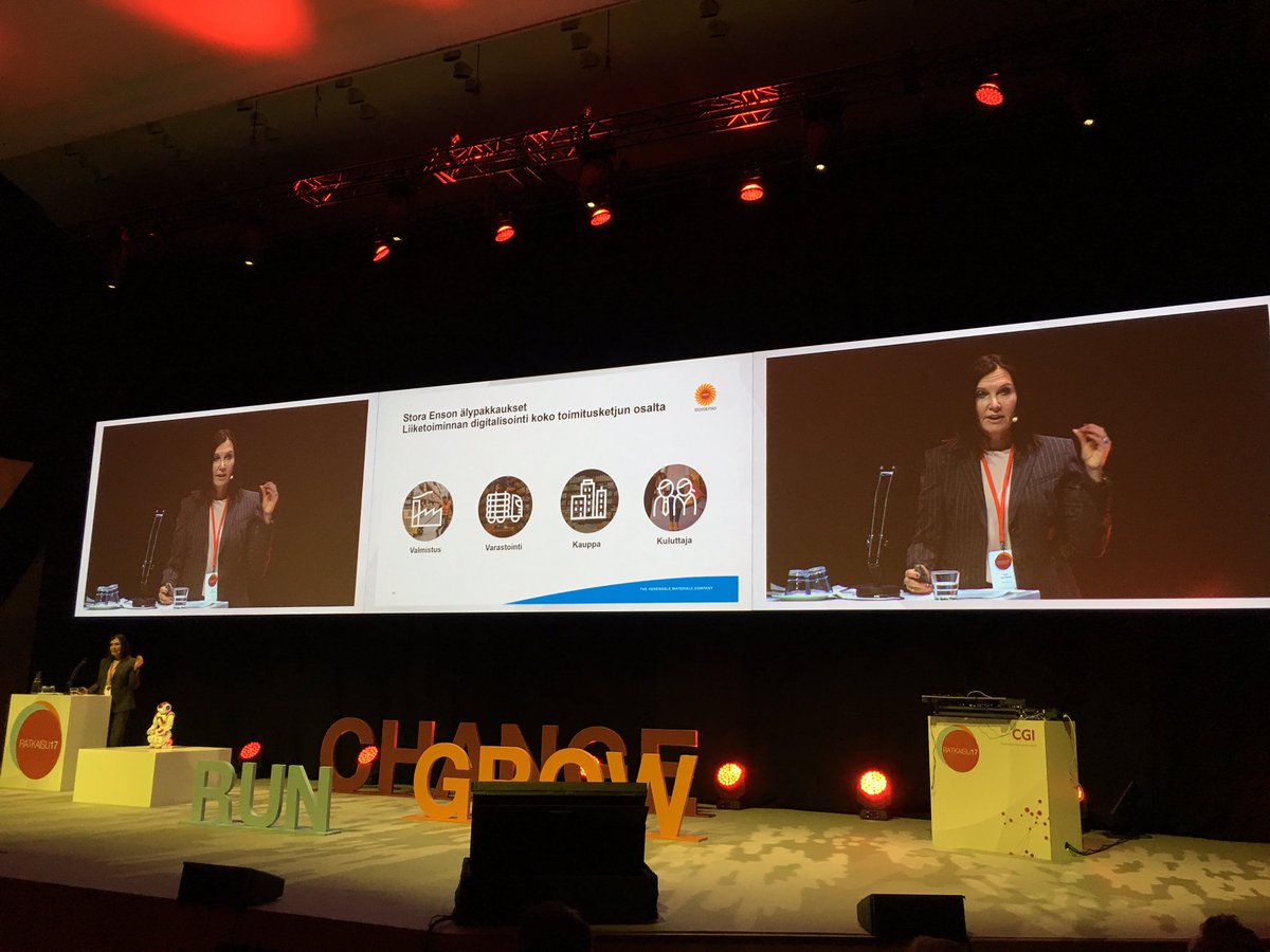 Kuusipalo's tweet photo. Älypakkauksessa koko toimitusketju #digitalisoidaan by @terhorstkati  #Ratkaisu17 @CGI_FI @storaenso https://t.co/FfPMuB5PCP