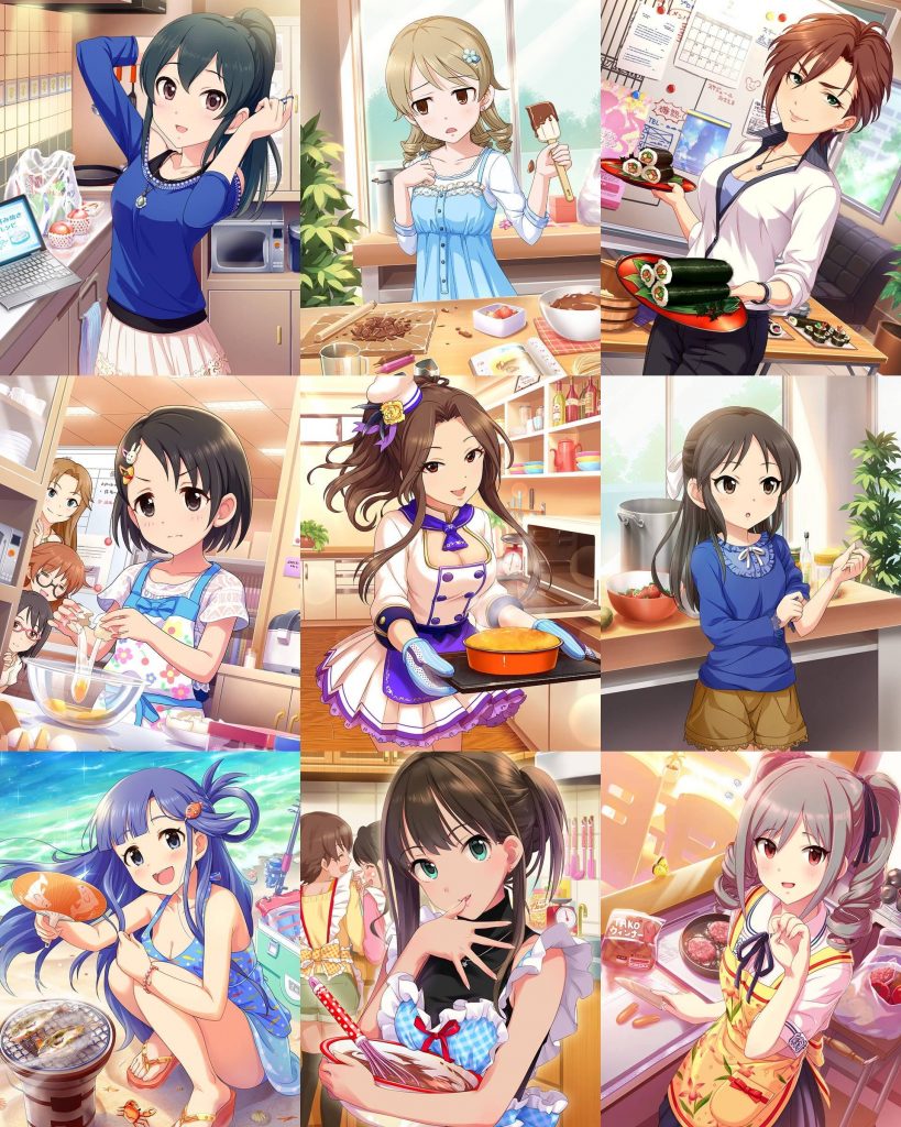 Twitter पर にこでここ しゅがはとグラブルのやべーやつ 女の子のお料理シーン デレマスのアイドル達が料理をしてるイラストが可愛い みんなの担当はいるかな デレステ デレマス