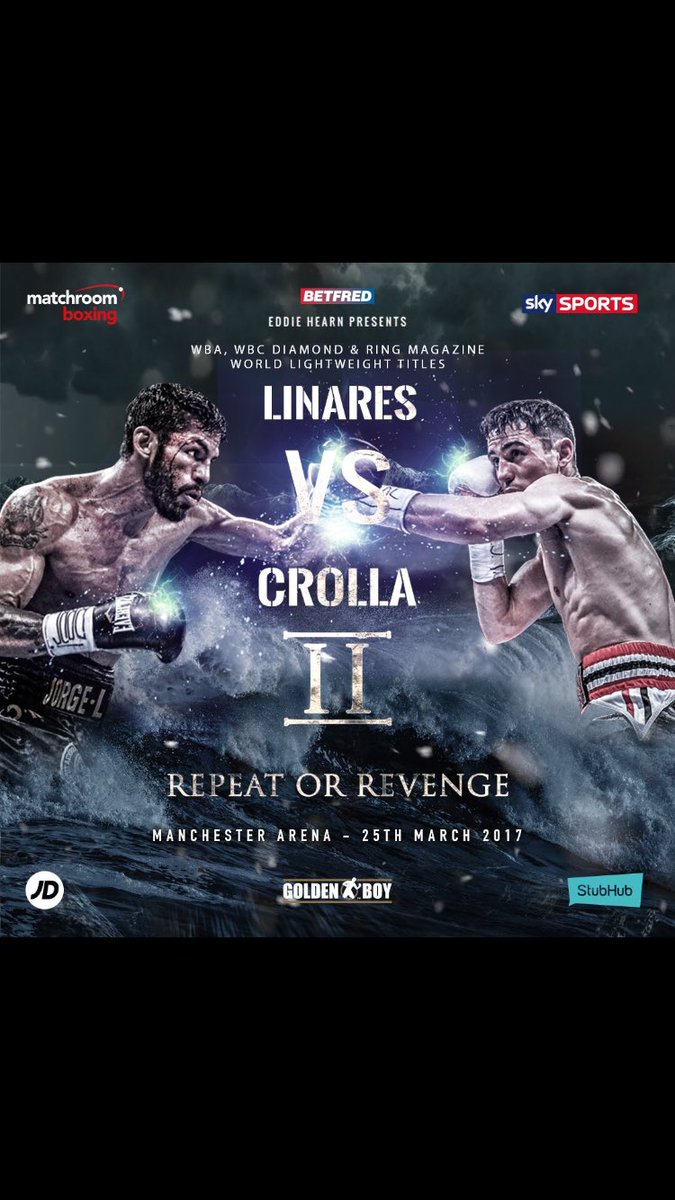 EddieHearn's tweet photo. Ticket Update - Manchester 25th March -VIP now SOLD OUT - top tier now open - £40,£60 (limited),£80, £100 (limited), £150 remain @ant_crolla https://t.co/UYlU8v6tZS