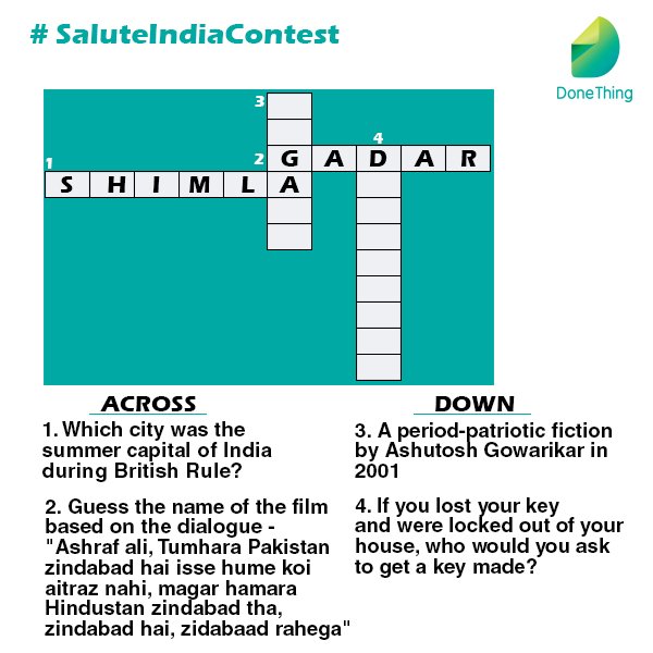 Done_Thing's tweet image. #Hint2 for #Question9 #SaluteIndia #Contest #DoneThing. Let's get some Dubsmash Videos for Gadar? Celebrating #RepublicDay #Bollywood style