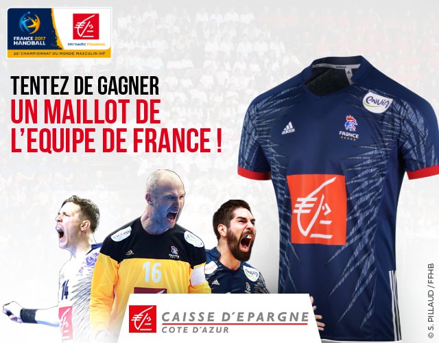 CE_CotedAzur's tweet photo. #JeuConcours Follow+RT pour tenter de gagner un maillot de l'Équipe de France @FRAHandball à l'occasion du Mondial 2017 ! 🏆 @EspritHandball https://t.co/J6n9liXDvP