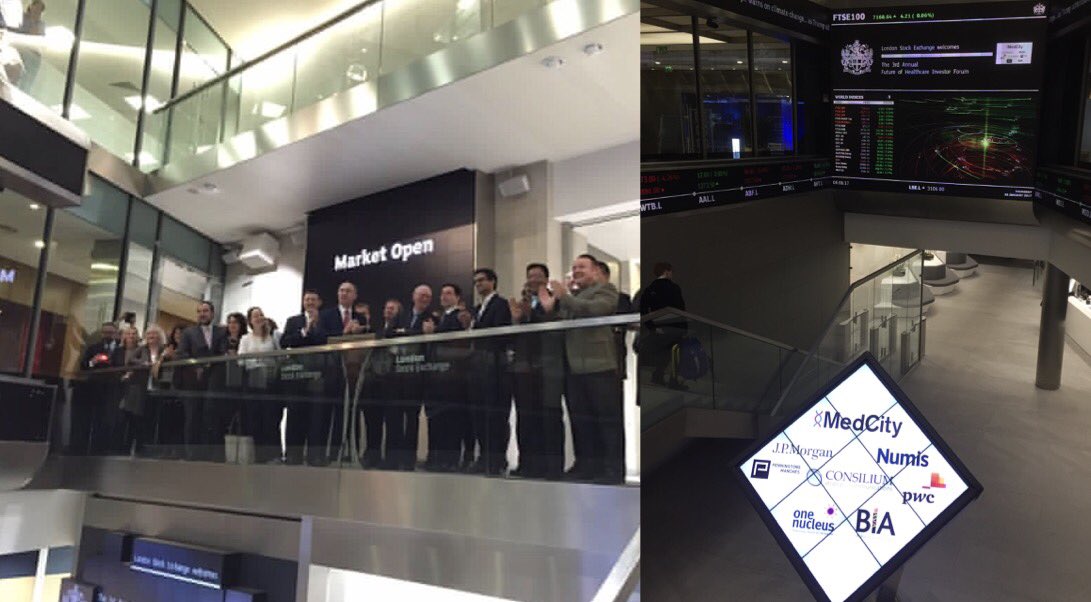 Jpisani's tweet photo. Great to be at the opening of the markets today @LSEplc for #FHIF2017 w Lord Prior @MedCityHQ @PWC, fascinating debate! https://t.co/XiX7XvAktx