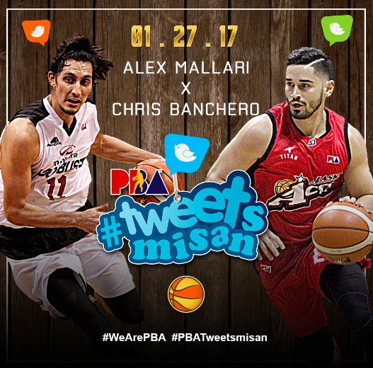 Catch <a href="/alex_mallari/">Alex Mallari</a> at 3PM and <a href="/ChrisBanchero/">Chris Banchero</a> at the HALF of the 1ST GAME on FRIDAY for #PBATweetsmisan! #WeArePBA