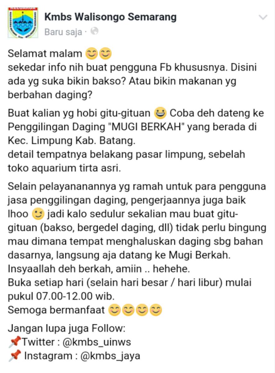 kmbs_uinws's tweet photo. Kmbs punya info nih buat yg suka makan yg berbahan daging. Uwwwhhh😆☺☺😘😘 https://t.co/oq9rTeEPMB