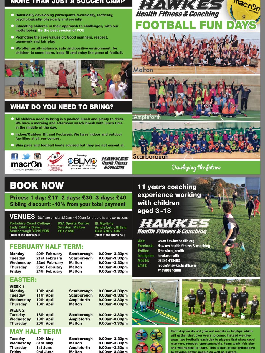 Hawkes360afc's tweet photo. Win a free day at our camp. Simply RETWEET this flyer and follow our page TEAM #hawkeshealth https://t.co/TpjjuTE3fm