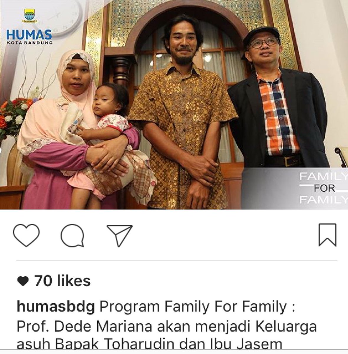 Untuk entaskan kemiskinan, Pilot project: 'Family for Family' dimana satu keluarga mapan mengasuh satu keluarga tdk mampu, sudah dimulai