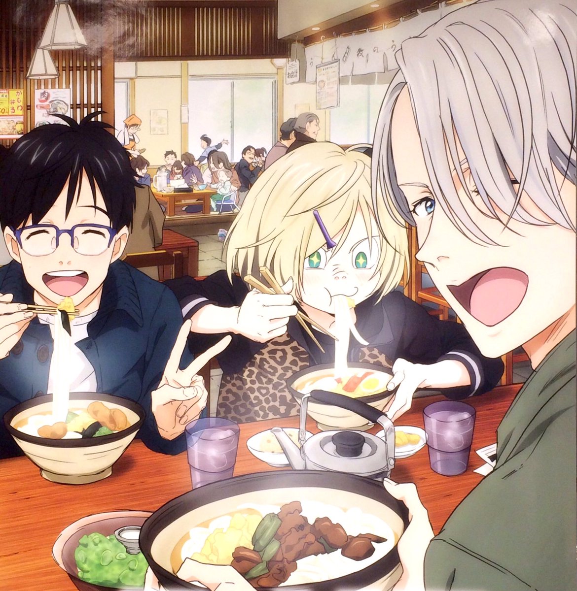 soukatsu_'s tweet photo. eating udon together 😭😭😭 how CUTE omg Yurio's even using chopsticks https://t.co/AlGeuhRoYG
