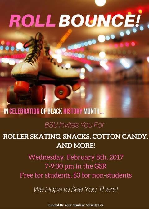 UNHDNP's tweet photo. Upcoming Black History Month Events hosted by the UNH Black Student  Union! I'm definitely going roller skating. Who's joining me? https://t.co/4Pl0Fo89Zf