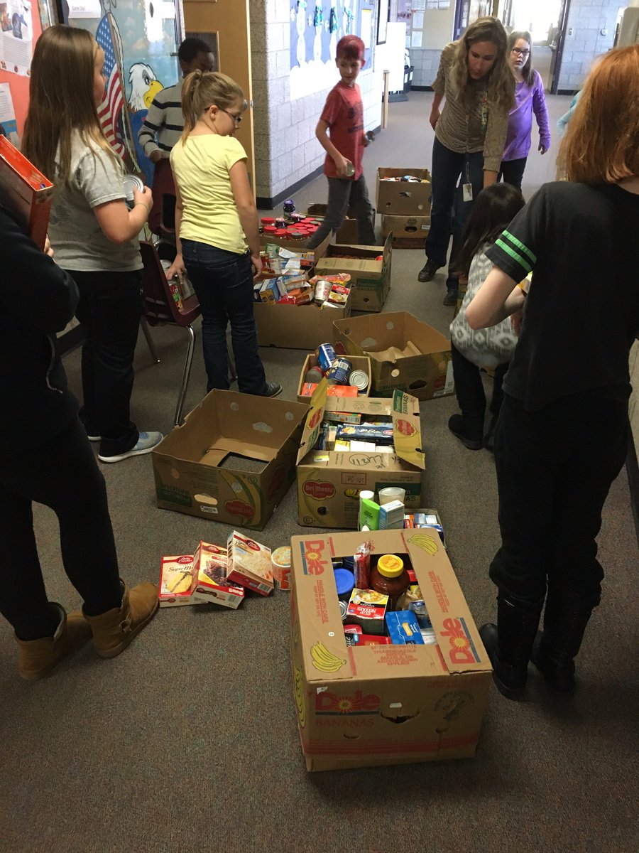 Grandview's annual Cans Around the School project! Sending food to Weld County Food Bank &amp; Windsor Food Pantry. Great job Eagles!
