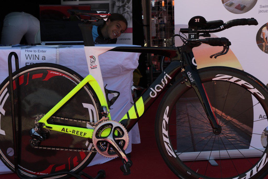 Tritopia's tweet photo. @dassibikes puts in appearance at the expo. #readytorack #readytorock #Ironman703dubai 
#tiathlon #uktrichat https://t.co/Bf63woA9EE