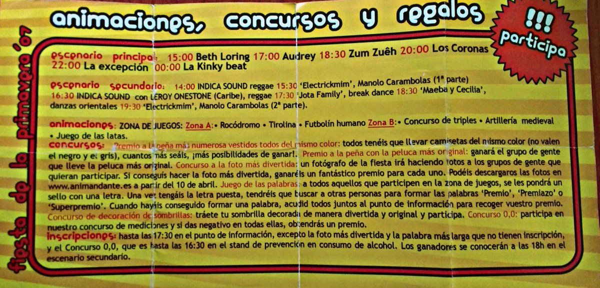 CondondeJaen's tweet photo. #JaénAntiguo
Fiesta de la Primavera'07.
Reunía buenos conciertos, concienciación, alcohol, y vida universitaria (no pre-adolescente). https://t.co/5agI0iAP7A