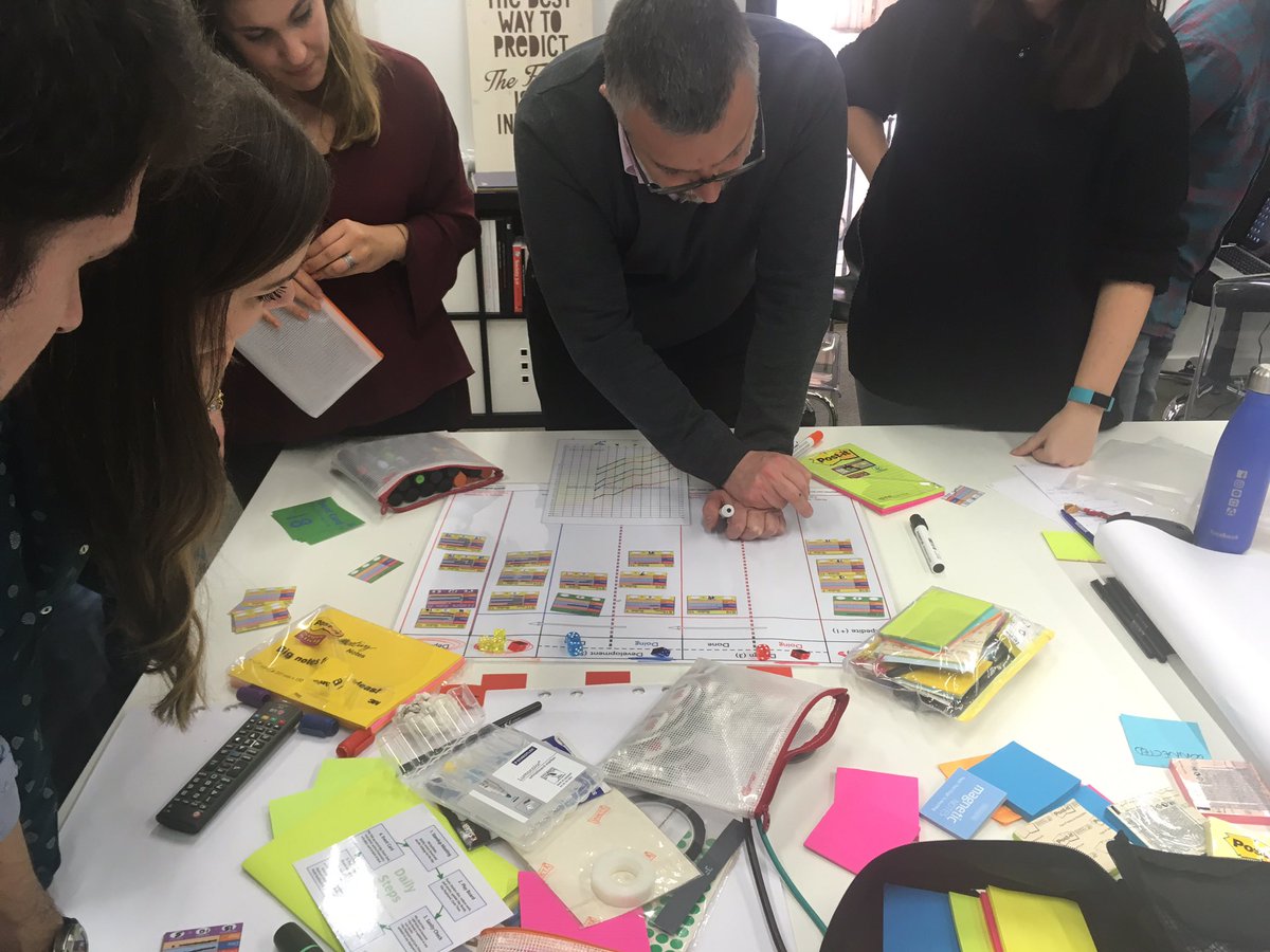fernandogonzalo's tweet photo. Tras la teoría sobre #Kanban llega la práctica. ¡Mucho mejor que el Monopoly! #BeRepublic https://t.co/7iMAU18nsk