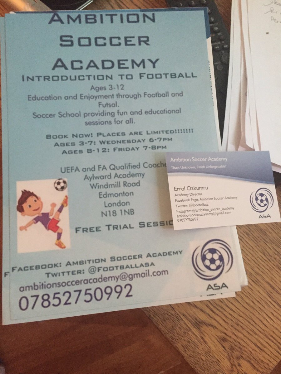 Leaflets and business cards have arrived. Book your places now!!! #startunknownfinishunforgettable #ambition #asa #ambitionsocceracademy