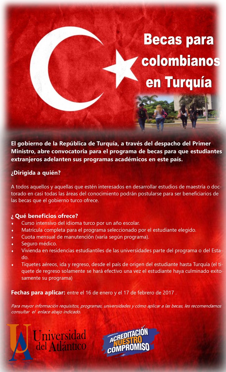 Convocatoria de becas para cursar estudios de posgrados que desde la Embajada de Colombia en Turquía nos comparten.