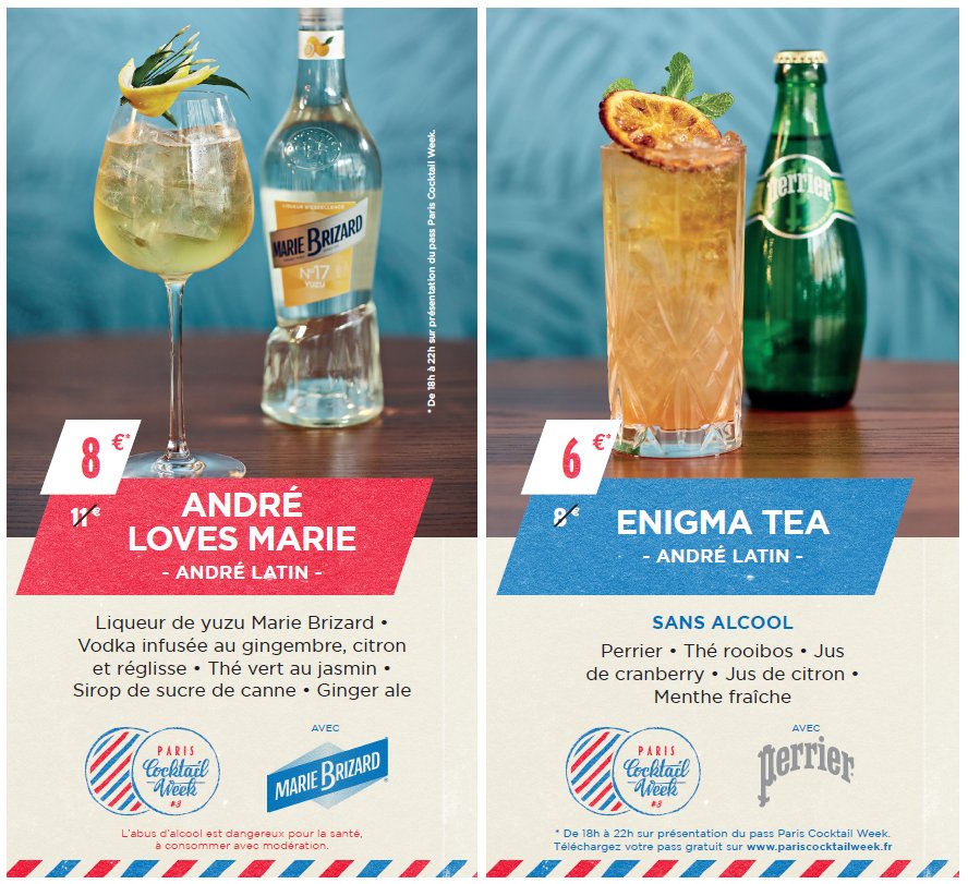 HotelAndreLatin's tweet photo. Avec ou sans alcool, retrouvez nous ce soir pour la @ParisCW17 !          #ParisCocktailWeek #MarieBrizard #Perrier #HotelAndreLatin https://t.co/v81UPaV0V0