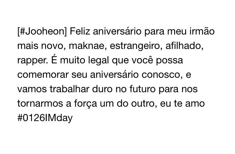 PortalMonstaX's tweet photo. [TRAD|OFICIAL] 26.01.17 Atualização no Twitter do Monsta X @OfficialMonstaX #0126IM데이 #HappyIMday #IM_DAY https://t.co/WqlKaL0Y5k