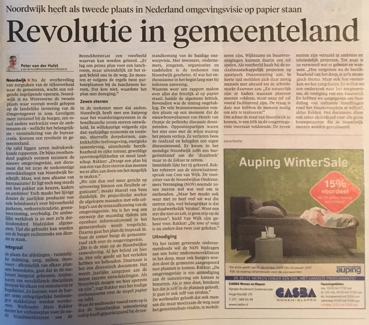 Een interessant artikel betreft de omgevingsvisie!