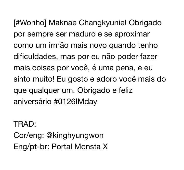 PortalMonstaX's tweet photo. [TRAD|OFICIAL] 26.01.17 Atualização no Twitter do Monsta X @OfficialMonstaX #0126IM데이 #HappyIMday #IM_DAY https://t.co/BgnwAeYpOt
