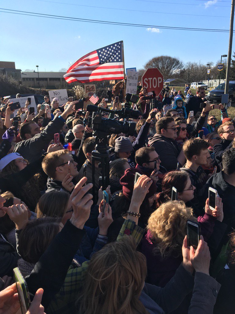 mattwhouse's tweet image. The marches are not over. Local WV residents greet the @SenateDems