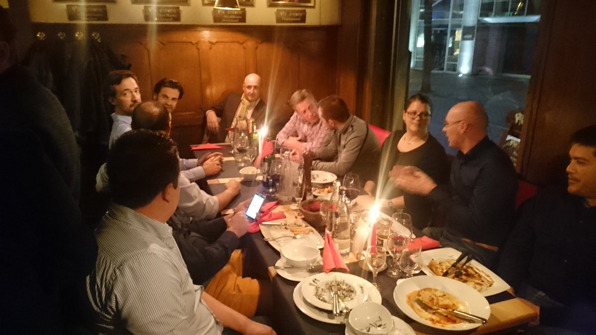 Dinner at IPM Essen with friends from Italy Spain Holland Germany and Mexico