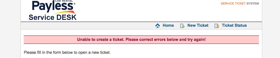 allthingsjewels's tweet photo. @PaylessCar I've tried THREE times to create a ticket &amp; this is what I get every time. Very frustrating! Trying to resolve a major issue! https://t.co/zoTSMYyegB