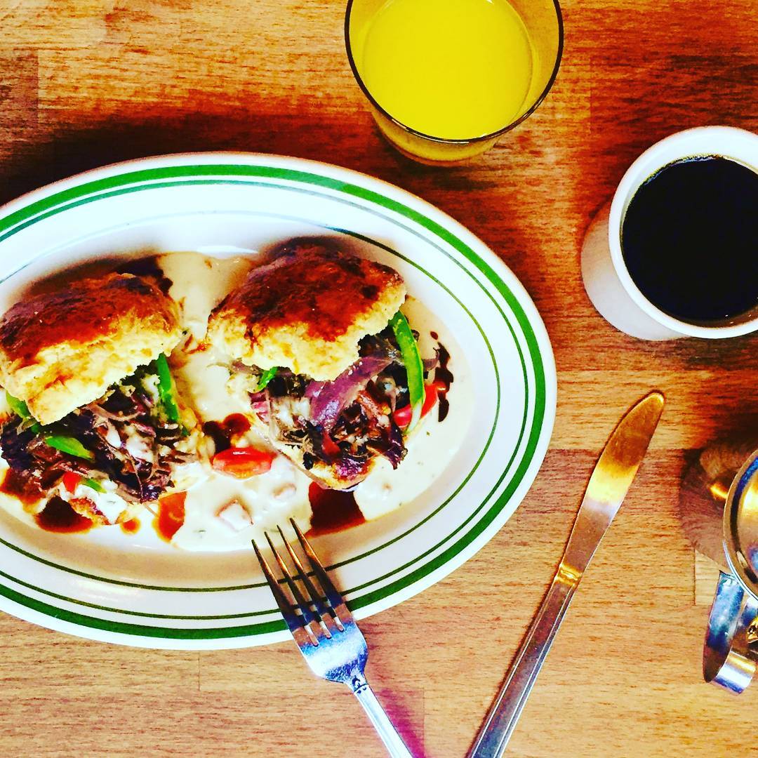 Special Today! Biscuits and Sausage Gravy w/ 12-hour Shredded Short Rib.