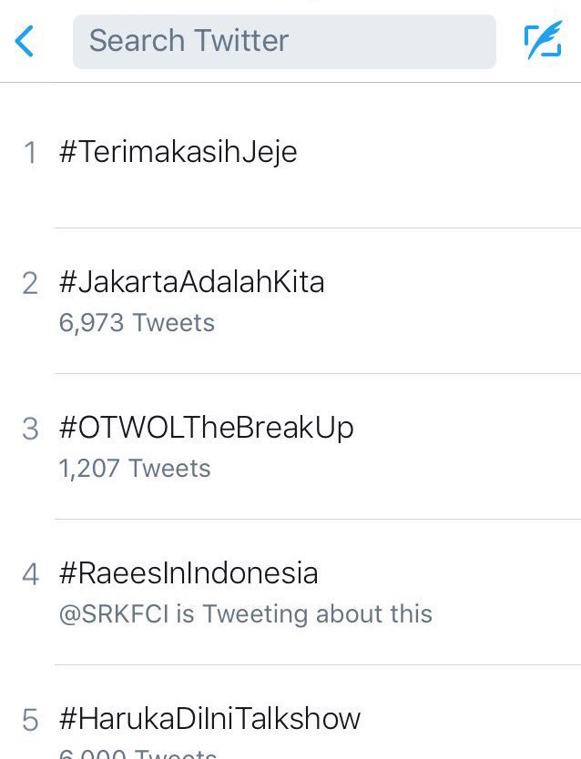 SRKFCI's tweet photo. Terimakasih untuk partisipasinya malam ini Rukhster. #RaeesInIndonesia berhasil masuk list Trending Topik Indonesia 🎉 https://t.co/u6jkPfGcfe