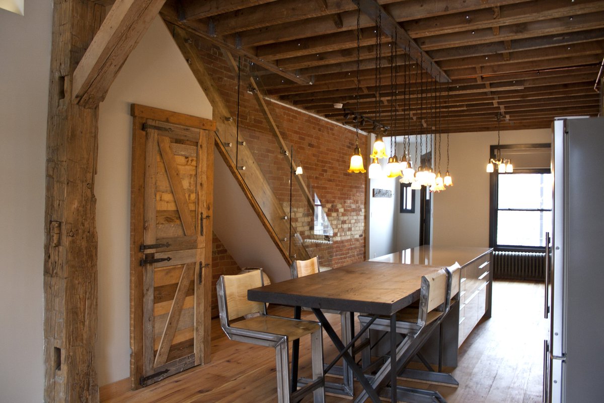 CSTimber's tweet photo. Beautiful remodel of an older house. Table, timbers, barn doors, and reclaimed hardwood floors ours. #reclaimed #barnwood #reno #toronto https://t.co/3IcwXzhUSy